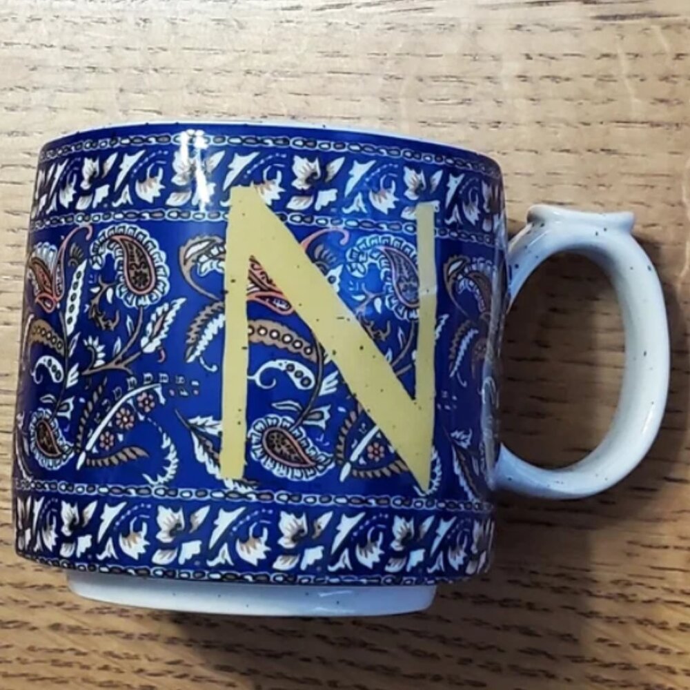 Anthropologie Block Letter Coffee Cup Mug letter "N" - Picture 2 of 4